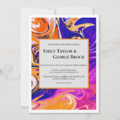 モダン抽象芸術スタイリッシュ銀河系ウェーブシック結婚ス 招待状 (正面)