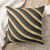 モダン抽象芸術ストライプ金ゴールド クッション (ブランケット)