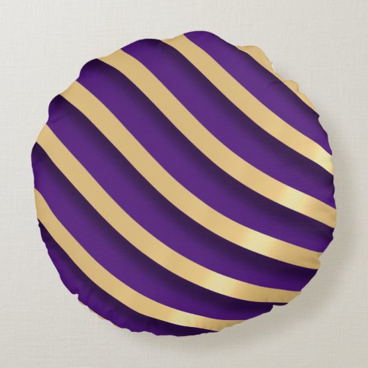モダン抽象芸術ストライプ金ゴールド ラウンドクッション (裏面)