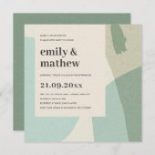 モダン抽象芸術ソフトアクアブルーアート婚約 招待状 (正面/裏面)