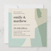 モダン抽象芸術ソフトアクアブルーアート婚約 招待状 (正面)