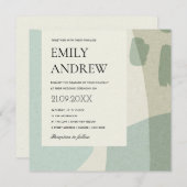 モダン抽象芸術ソフトアクア芸術的ブ結婚ルイン 招待状 (正面/裏面)