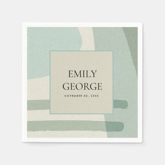 モダン抽象芸術ソフトアクア芸術的ブ結婚ルー スタンダードカクテルナプキン (正面)