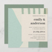 モダン抽象芸術ソフトアクア芸術的ブ結婚ルー 招待状 (正面/裏面)