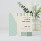 モダン抽象芸術ソフトアクア芸術的ブ結婚ルー 招待状 (スタンド正面)