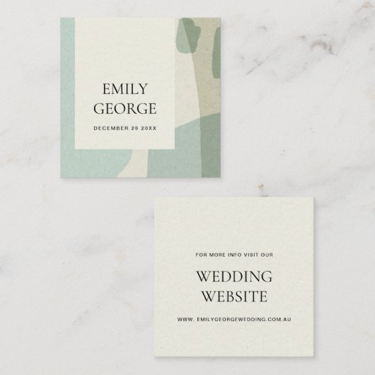 モダン抽象芸術ソフトアクア青結婚のウェブサイト スクエア名刺 (正面/裏面)