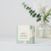 モダン抽象芸術ソフトアクア青結婚のウェブサイト スクエア名刺 (スタンド正面)