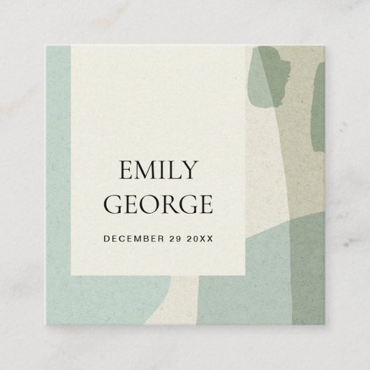 モダン抽象芸術ソフトアクア青結婚のウェブサイト スクエア名刺 (正面)