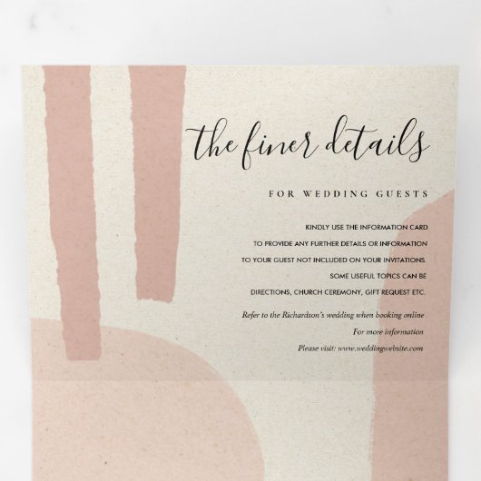 モダン抽象芸術ソフト赤面ピ芸術的ッ結婚チ 三つ折り招待状 (内部最初)