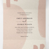 モダン抽象芸術ソフト赤面ピ芸術的ッ結婚チ 三つ折り招待状 (内部中)