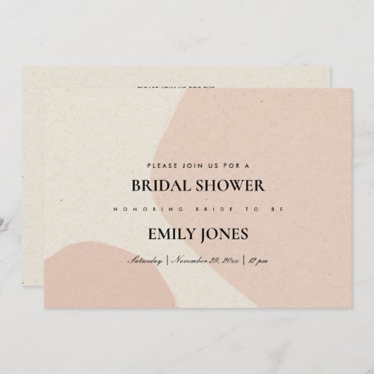 モダン抽象芸術ソフト赤面ブライダルシャワー招待状 サンキューカード (正面/裏面)