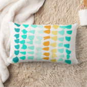 モダン抽象芸術ターコイズ及びオレンジ模様 ランバークッション (ブランケット)