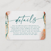 モダン抽象芸術ダークティール（緑がかった色）と銅結婚詳細 エンクロージャーカード (正面)