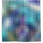 モダン抽象芸術ティール(緑がかった色)と紫色パターン シャワーカーテン (正面)