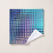 モダン抽象芸術ティール(緑がかった色)と紫色パターン バスタオルセット (ウォッシュタオル)