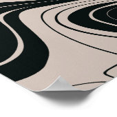 モダン抽象芸術ティール（緑がかった色）と黒い旋回パターン ポスター (角)