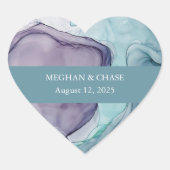 モダン抽象芸術ティール(緑がかった色)アルコールイ結婚ンク ハートシール (正面)