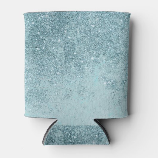 モダン抽象芸術ティール（緑がかった色）グリッター赤面トーン大理石 缶クーラー (正面)