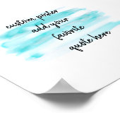 モダン抽象芸術ティール(緑がかった色)ブルーの水色に引用文を加える ポスター (角)