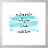 モダン抽象芸術ティール(緑がかった色)ブルーの水色に引用文を加える ポスター (正面)