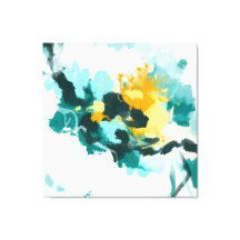 モダン抽象芸術ティール（緑がかった色）及び黄絵を描デザイン