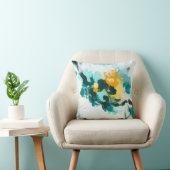 モダン抽象芸術ティール(緑がかった色)及び黄絵を描デザイン クッション (椅子)