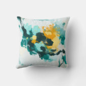 モダン抽象芸術ティール(緑がかった色)及び黄絵を描デザイン クッション (裏面)