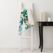 モダン抽象芸術ティール(緑がかった色)及び黄絵を描デザイン シェルパブランケット (インサイチュ)