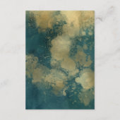モダン抽象芸術ティール(緑がかった色)結婚金ゴールド詳細 エンクロージャーカード (裏面)