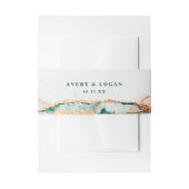 モダン抽象芸術ティール（緑がかった色）銅および金ゴールド秋の結婚式 招待状ベリーバンド (正面例)