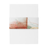 モダン抽象芸術ティール（緑がかった色）銅および金ゴールド秋の結婚式 招待状ベリーバンド (裏面例)