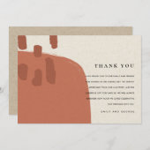 モダン抽象芸術テラコッタレッドクラフト結婚ズ感謝していズ サンキューカード (正面/裏面)