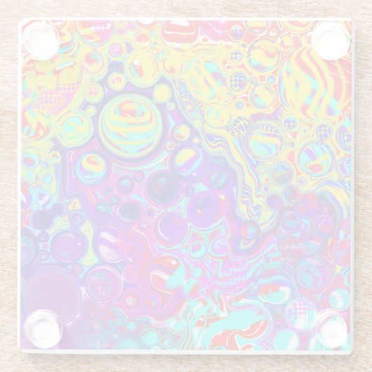 モダン抽象芸術デジタル流体アート ガラスコースター (裏面)