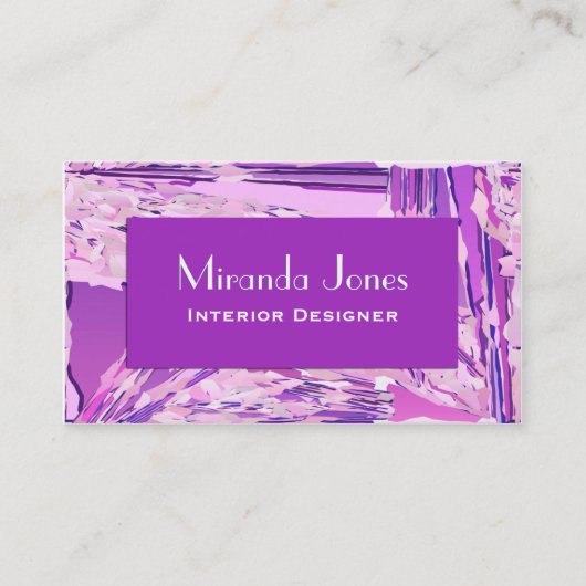 モダン抽象芸術デジ絵画タル – バイオレットとピンク 名刺 (正面)