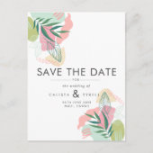 モダン抽象芸術トロピカルピンク&グ結婚リーン救ズ 案内ポストカード (正面)