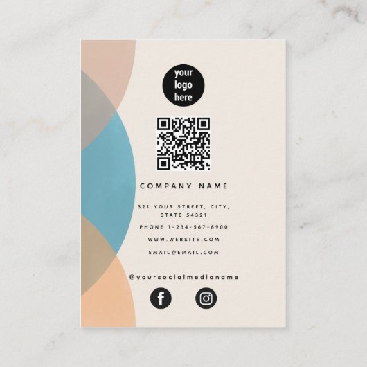 モダン抽象芸術トーンQRコー自然ドソーシャルメディア 名刺 (裏面)