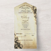 モダン抽象芸術ニュートラルベージュ結婚式招待状 オールインワン招待状 (内側)