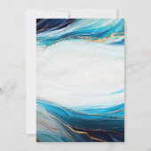 モダン抽象芸術ネイビー金ゴールド海波ビーチ結婚式 招待状 (裏面)