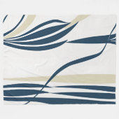 モダン抽象芸術ネイビー&ベージュコージーフリースブランケット フリースブランケット (正面(横))