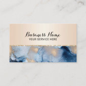 モダン抽象芸術ネイビー&金ゴールドウォーターカラーサロン&スパ 名刺 (正面)