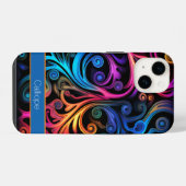 モダン抽象芸術ネオン色の渦巻き iPhoneケース (裏面横)
