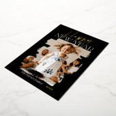 モダン抽象芸術ハッピーニューイヤー筆頭黒 箔シーズンカード (回転した状態)