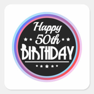モダン抽象芸術ハッピー50誕生日 スクエアシール