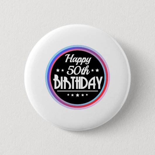 モダン抽象芸術ハッピー50誕生日 缶バッジ (正面)