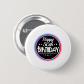 モダン抽象芸術ハッピー50誕生日 缶バッジ (正面&裏面)