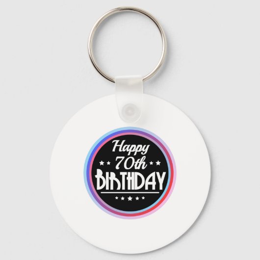 モダン抽象芸術ハッピー70誕生日 キーホルダー (正面)