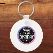 モダン抽象芸術ハッピー70誕生日 キーホルダー (正面)