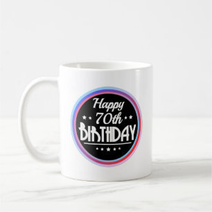 モダン抽象芸術ハッピー70誕生日 コーヒーマグカップ