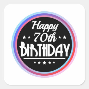モダン抽象芸術ハッピー70誕生日 スクエアシール