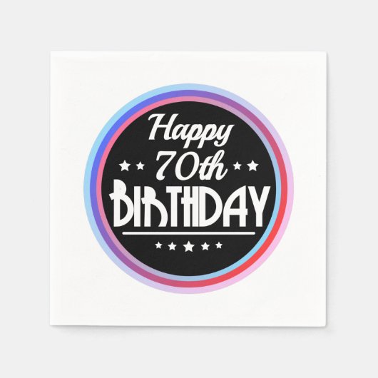 モダン抽象芸術ハッピー70誕生日 スタンダードカクテルナプキン (正面)